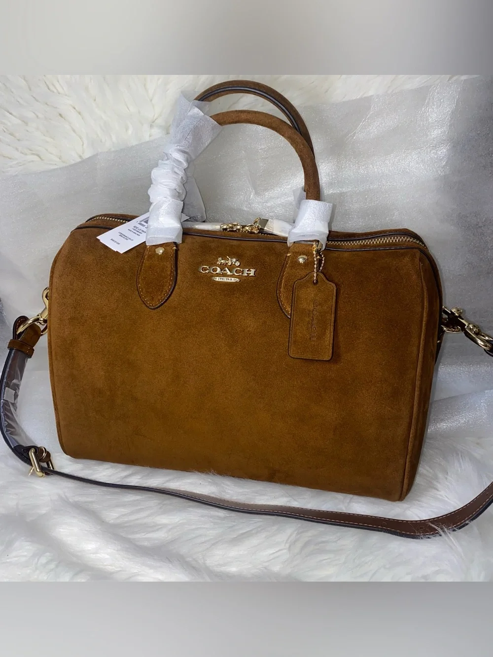 Coach Suede Satchel purse Large Rowan New